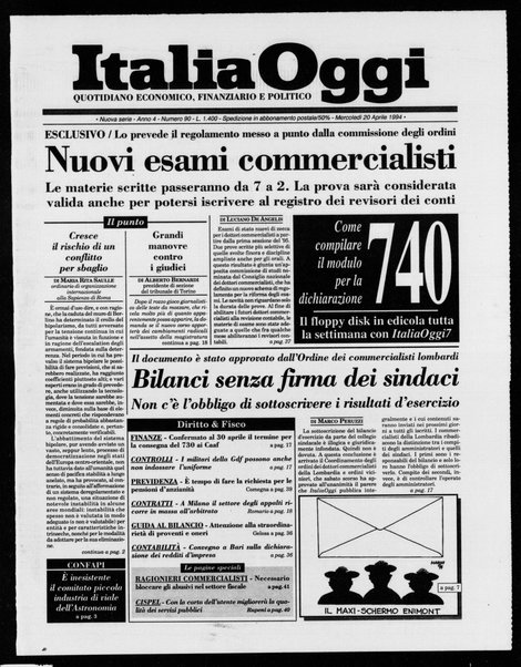 Italia oggi : quotidiano di economia finanza e politica